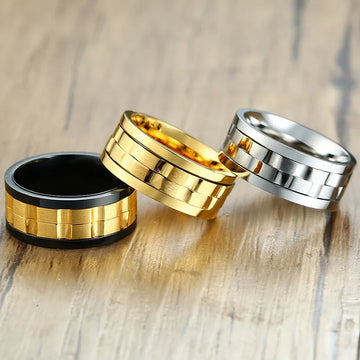 Anillo inquieto con engranajes anillo de engranaje de plata dorada anillo de ansiedad spinner para hombres 9 mm