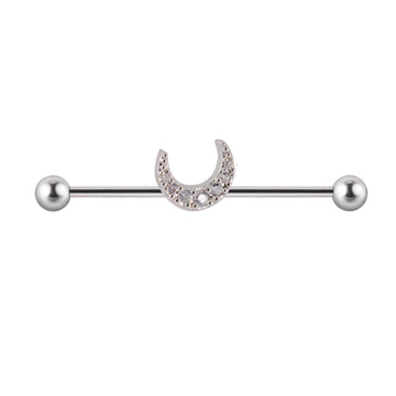 Moon industrial barbell unico piercing industriale in titanio 14G 36mm