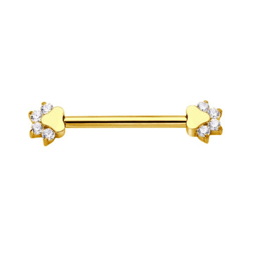 Piercing al capezzolo con zampe di gatto 14G 14mm oro e argento titanio 1 paio