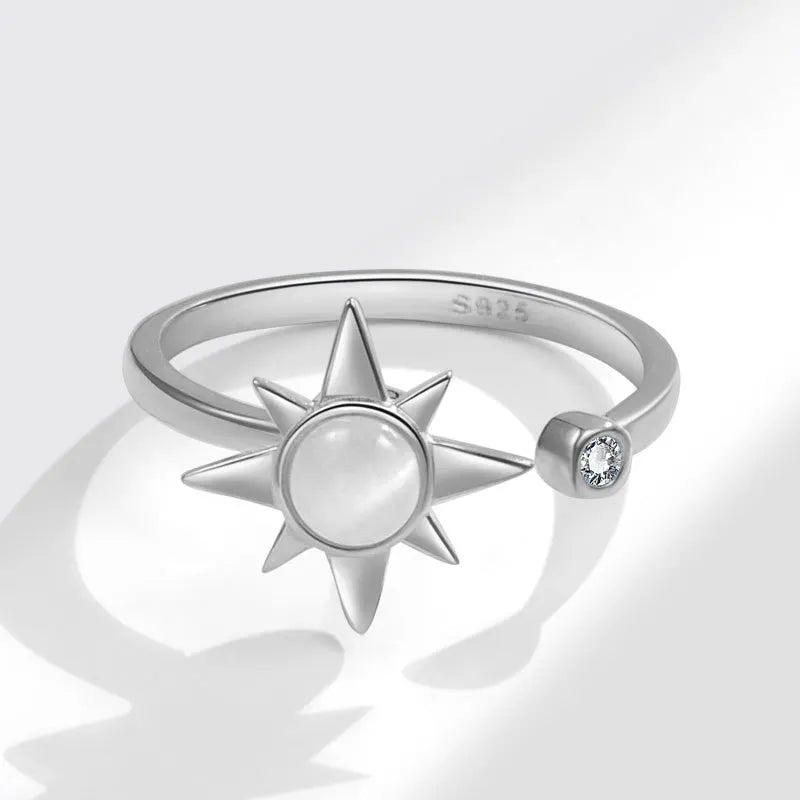 Sun fidget ring sun spinner ring sterling silver women's fidget ring Rosery Poetry
