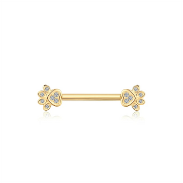Divertido anillo de pezón con patas 14K oro macizo linda barra perforadora de pezón