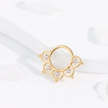 14K gold septum clicker very fancy and unique daith earring hinged segment clicker ring nose ring