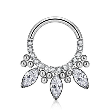 Daith hoop earring with diamond cz titanium daith clicker hoop septum clicker