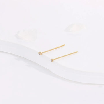 14K gold nose pin with a clear CZ stone fishtail nose stud real gold 20G