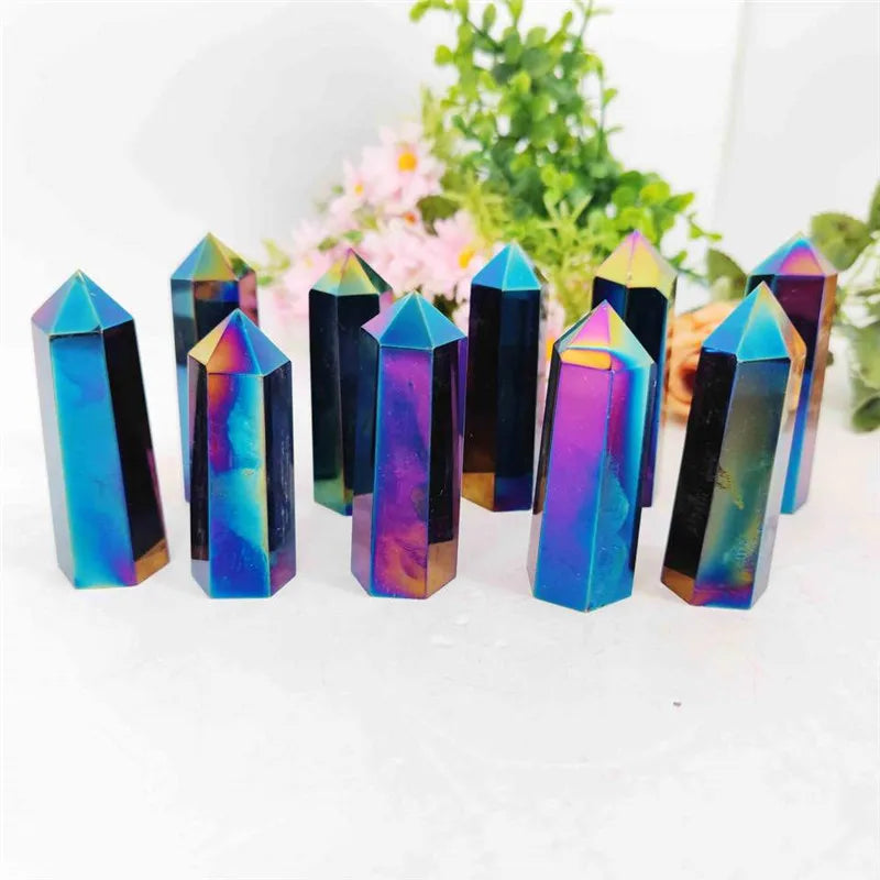 Rainbow aura quartz tower rainbow titanium quartz crystal