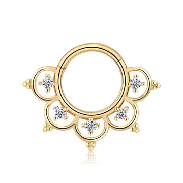 Clicker de septo em ouro 14K, brinco daith muito sofisticado e exclusivo, anel clicker de segmento articulado, anel de nariz