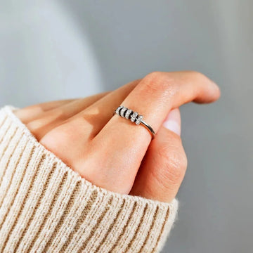 Anello rotante di alta qualità con perline anello rotante in argento sterling per l'ansia