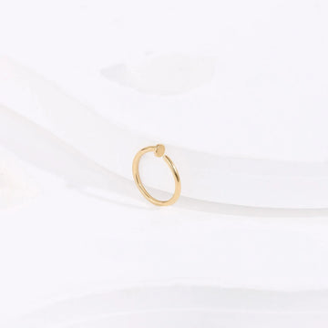 14K gold nose stud half hoop solid gold nose ring with a stud 20G 8mm