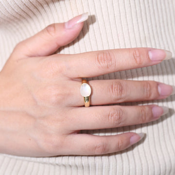 Men's moonstone ring in gold simple and minimalist sterling silver