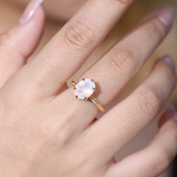 Real moonstone ring with an oval moonstone simple and dainty