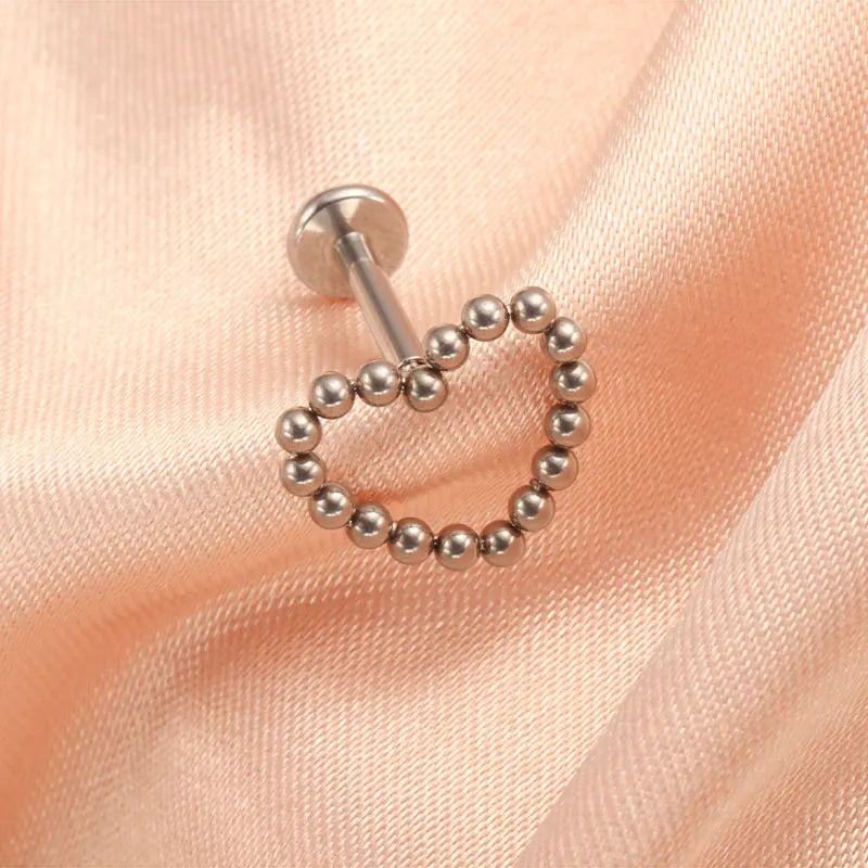 Titanium labret stud heart-shaped 16G Ashley Piercing Jewelry