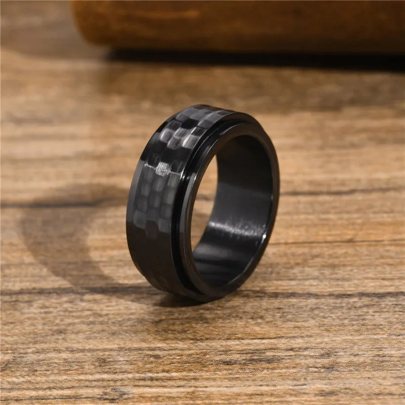 Black stainless steel spinner ring anxiety ring for men Rosery Poetry