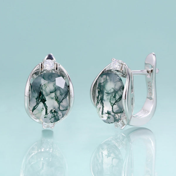 Orecchini A Orecchio In Argento Placcato Con Peridoto Naturale Oliva – Regalo Donna