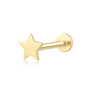 Gold star ear stud star nose stud 14k gold star stud earrings threadless solid gold