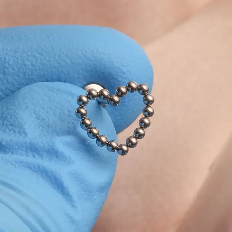 Titanium labret stud heart-shaped 16G Ashley Piercing Jewelry