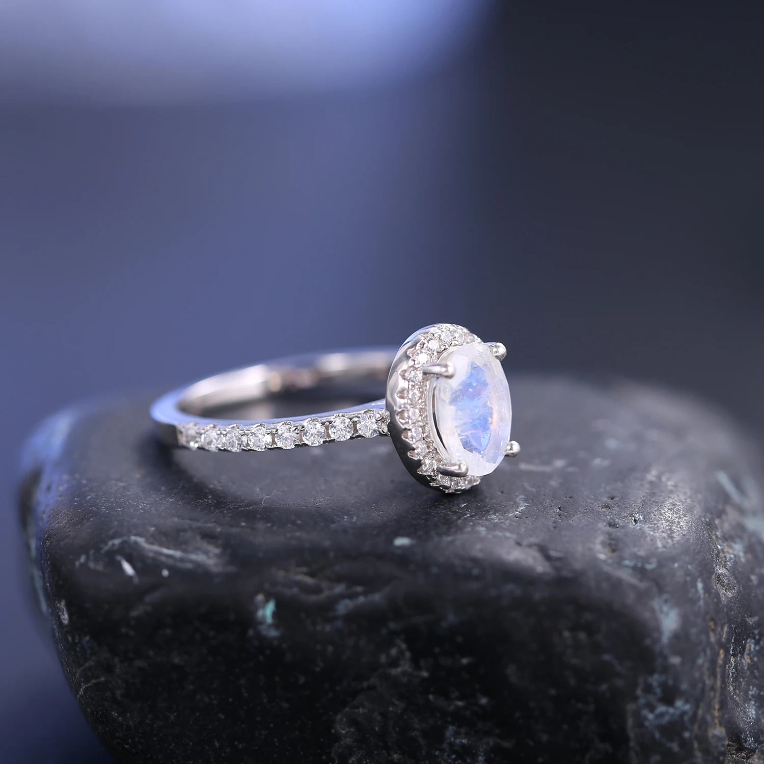 CUOKA MIRACLE Anello pietra di luna argento 925 Anello Luna e Stella Anello Regolabileper donne CUOKA MIRACLE Anello pietra di luna argento 925 Anello Luna e Stella Anello Regolabileper donne