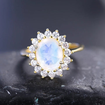 Moonstone ring vintage style moonstone engagement ring Princess Diana ring