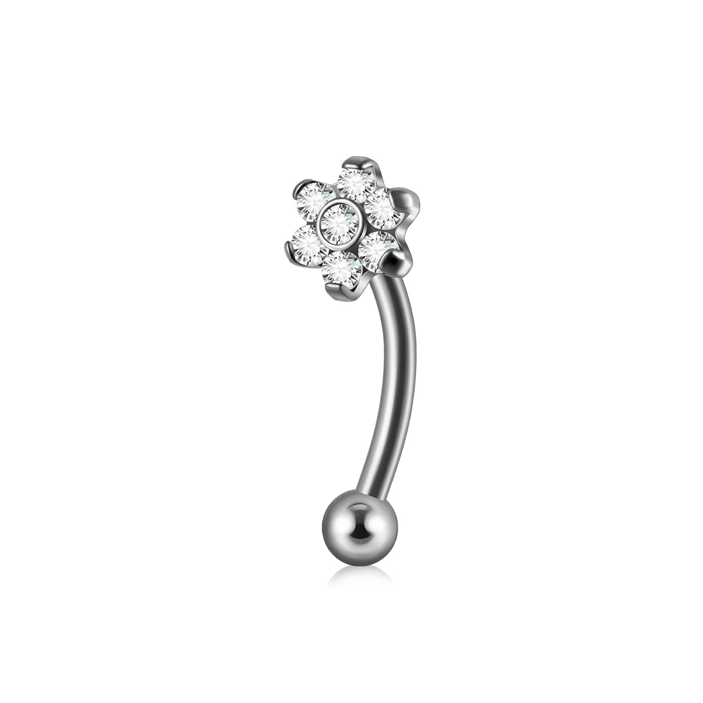 Clear vertical labret titanium curved barbell 16G