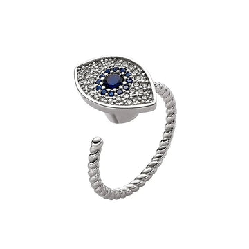 Rotatable evil eye anxiety ring sterling silver