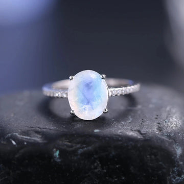 Pietra di luna stella/Anello di cristallo Anello in argento sterling 925 Lucky Star Anello aperto per le donne Anello regolabile in pietra di luna sintetica per la fidanzata madre (C Pietra di luna stella/Anello di cristallo Anello in argento sterling 925 Lucky Star Anello aperto per le donne Anello regolabile in pietra di luna sintetica per la fidanzata madre (C