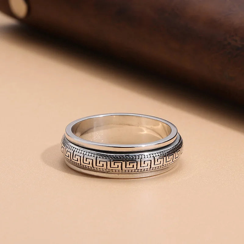 925er Sterlingsilber Fidget-Ring Gegen Angst – Mit Drehbaren Perlen, Für Damen & Herren