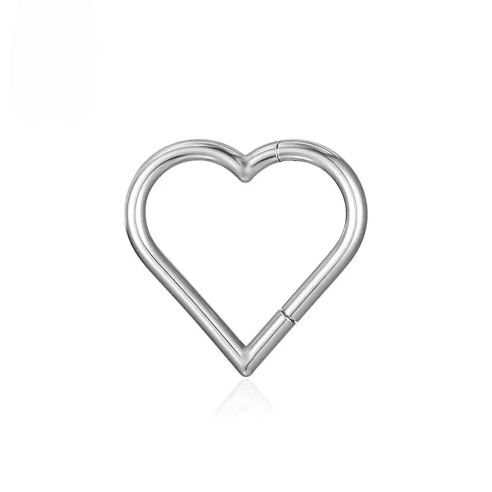 Anillo de tabique de corazón 16G anillo de nariz de titanio oro plata negro