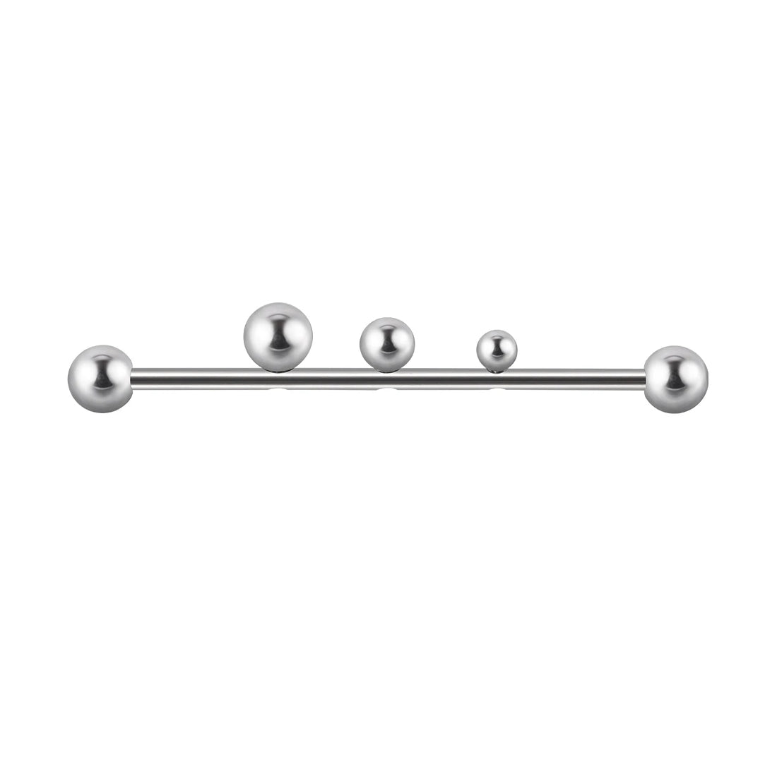 Cool industrial piercing for men for women with 3 balls titanium barbell 14G 38mm