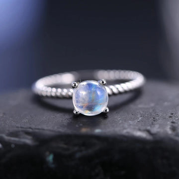 Genuine moonstone ring dainty and simple sterling silver