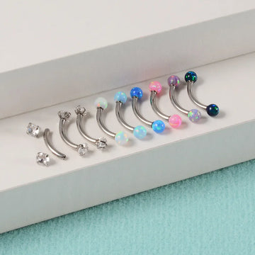 Opal øyenbrynspiercing titan buet vektstang bananstang vertikal labret tårnpiercing