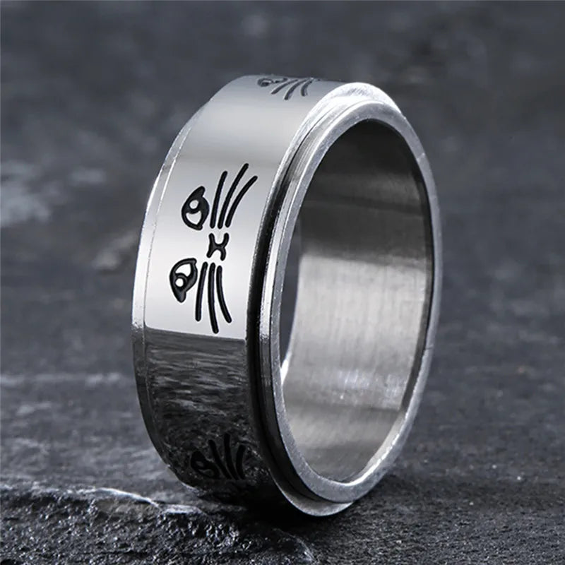 Spinner ring stainless steel with a cat anxiety ring Rosery Poetry
