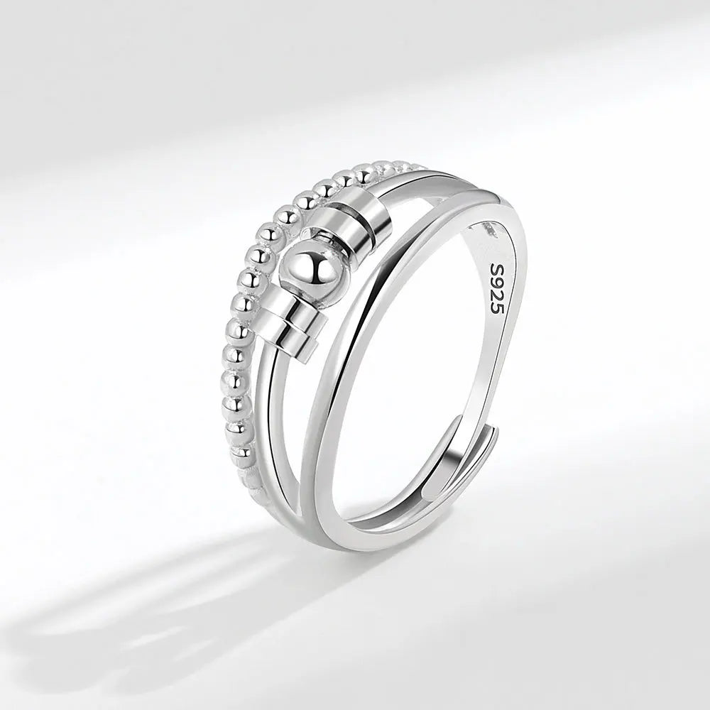 Fidget Beads Ring - Sterling Silver