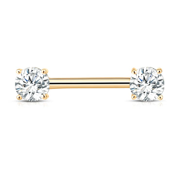 Piercing de pezón de oro con diamante 14K oro real linda barra piercing de pezón