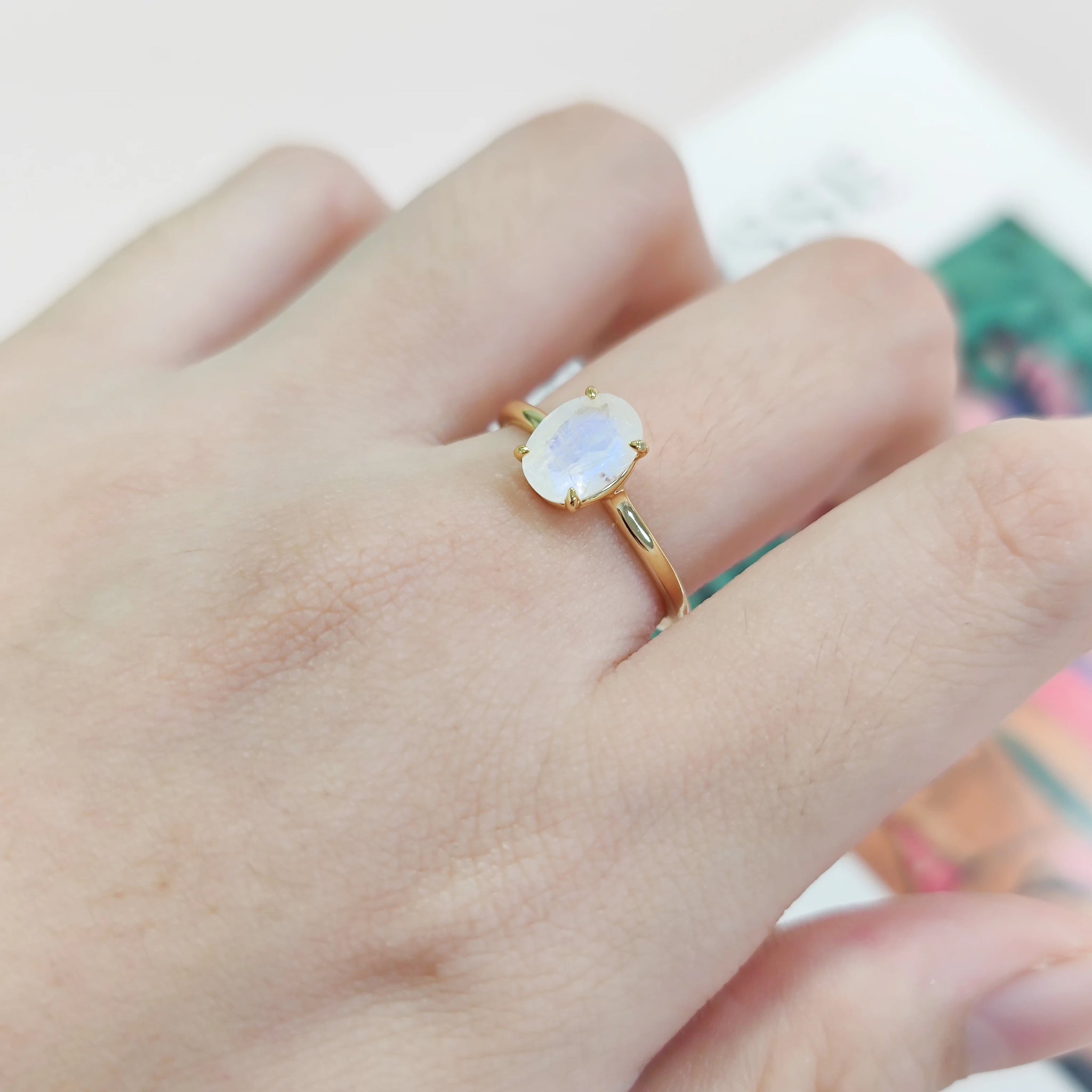 Moonstone birthstone ring simple and dainty oval moonstone ring afford