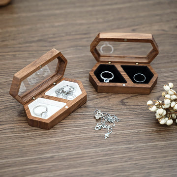 Near Me LED Flip-Up Engagement Ring Box With Light Slim Wooden