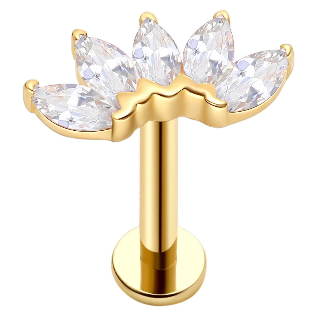 14K diamond nose stud 16G diamond lip stud blue diamond pink clear solid gold Ashley Piercing Jewelry
