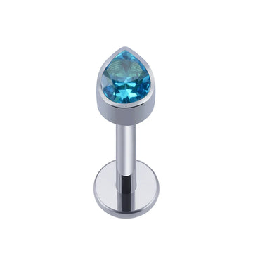 Medusa diamond piercing with clear blue green black diamond CZ teardrop titanium stud