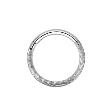 Titanium daith ring with braided inlay in gold and silver 16G septum clicker ring