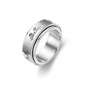 Spinner ring stainless steel with a cat anxiety ring Rosery Poetry