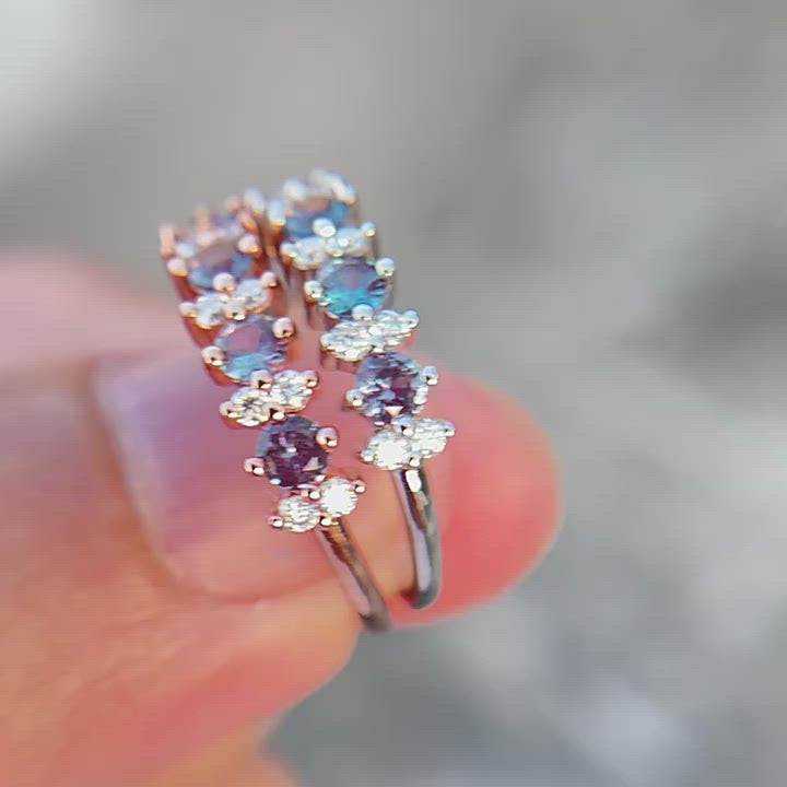 Alexandrite ring with moissanite Video