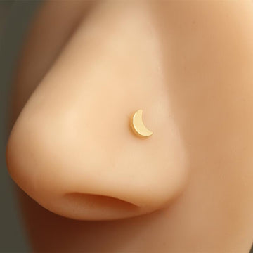 Stud de nariz de luna de oro de 14 quilates en forma de L