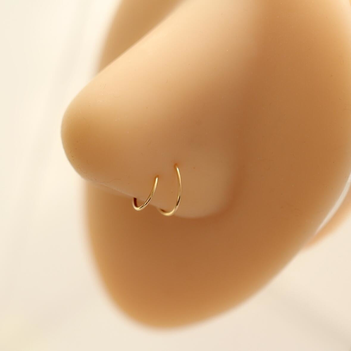 14K Beaded Gold Nose Ring 24 Gauge - Jolliz