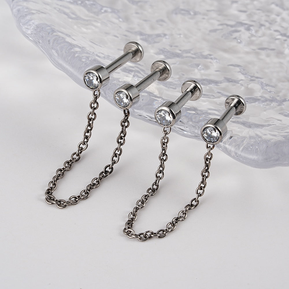 Helix chain earring implant-grade titanium threadless Ashley Piercing Jewelry