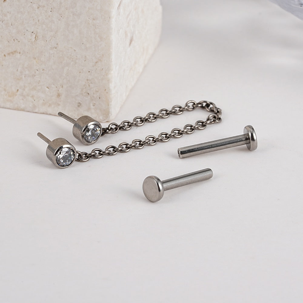 Helix chain earring implant-grade titanium threadless Ashley Piercing Jewelry