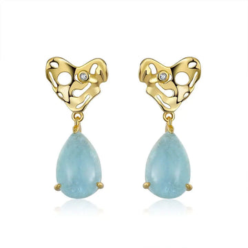 Aquamarine earrings teardrop thejoue