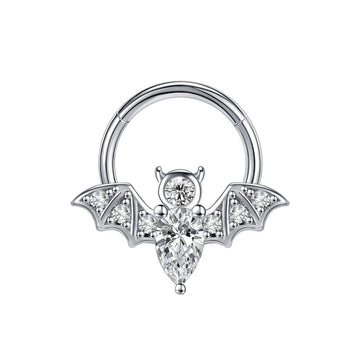 Bat septum ring 16G cool bat wings diamond segment clicker 8mm 10mm titanium Ashley Piercing Jewelry