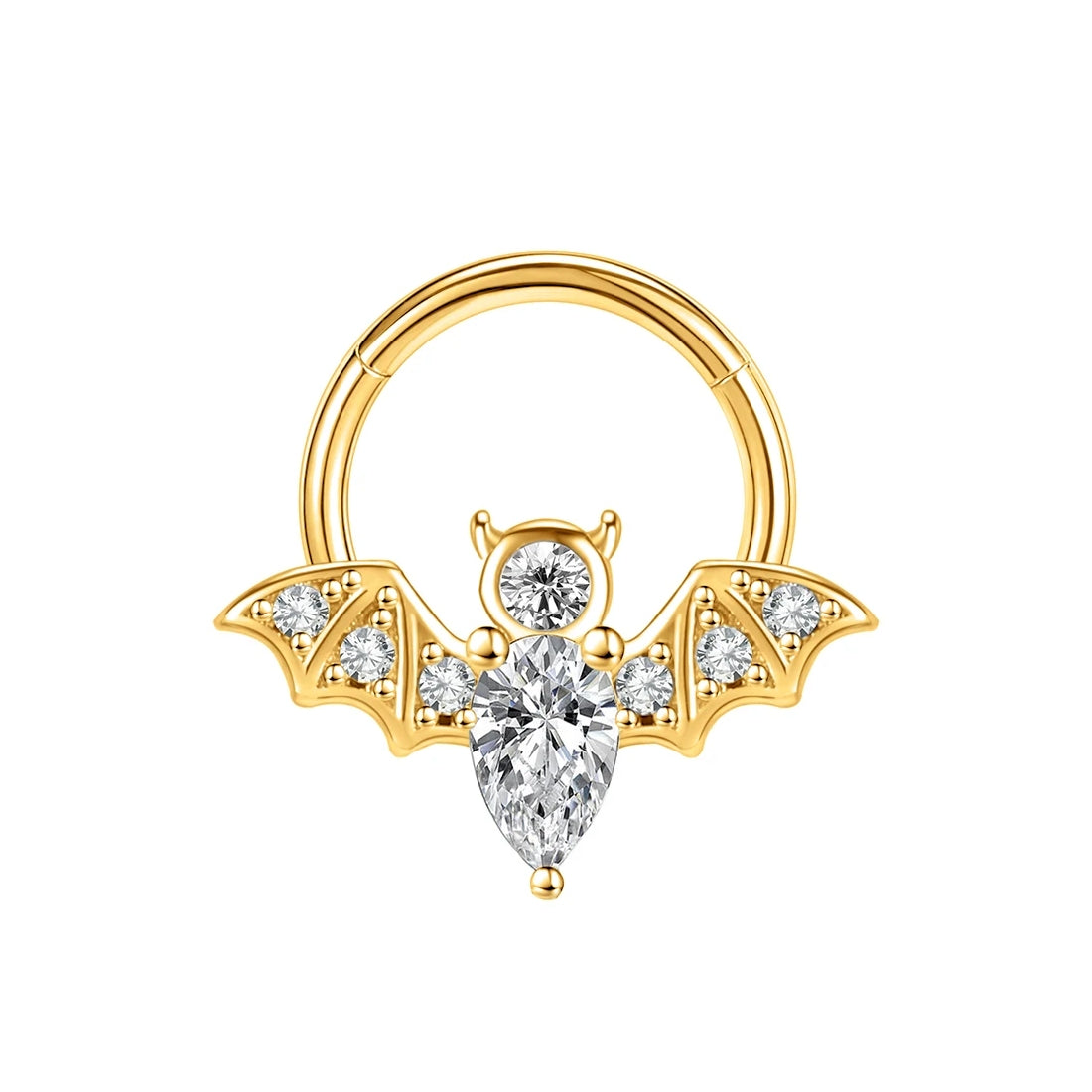 Bat septum ring 16G cool bat wings diamond segment clicker 8mm 10mm titanium Ashley Piercing Jewelry