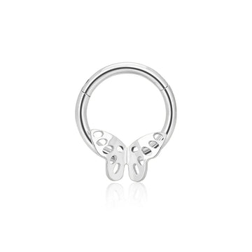 Butterfly septum ring titanium butterfly wings butterfly nose piercing Ashley Piercing Jewelry