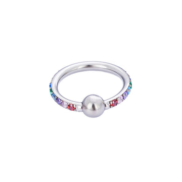 Anello con perline prigioniere, cerchio per piercing a conchiglia, oro, argento, oro rosa, titanio, con pietre CZ, calibro 16, 8 mm, 10 mm.