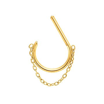 Chain septum ring titanium 16G half circle D shape hinged segment clicker Ashley Piercing Jewelry
