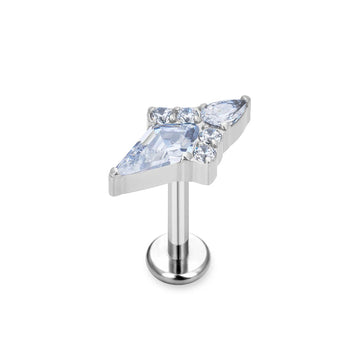 Piercing de ashley transparente con perno de labio de titanio de diamante azul rosa claro perno de oreja 16G